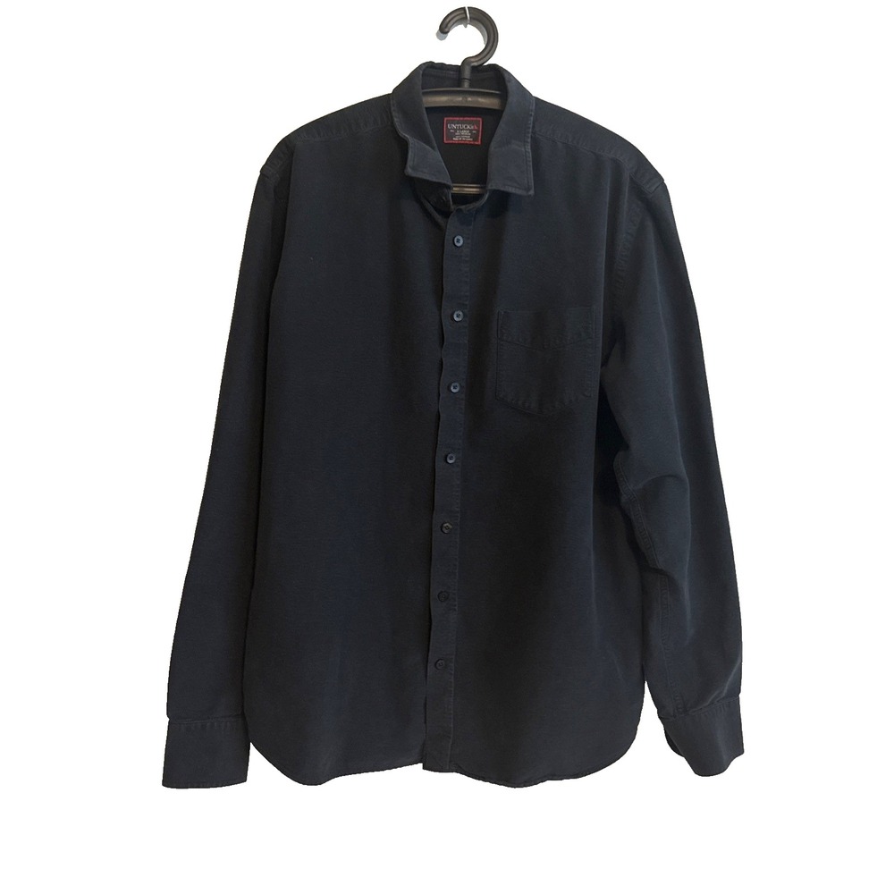 Untuckit Mens Dark Blue XL Button Shirt Casual Basic Night Out Workwear